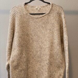 Max Studio Scoop Neck Wool Sweater - Beige (Size Small, Relaxed Fit)